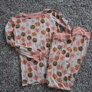Little One Shop Christmas Winter Pajama Set Size 8/9 Bamboo Pink Snowman